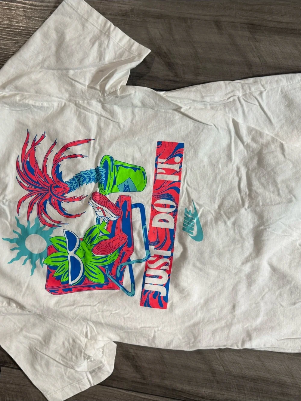 Nike Kids Short-Sleeve Graphic Tees — Black & White with Multicolor Logo